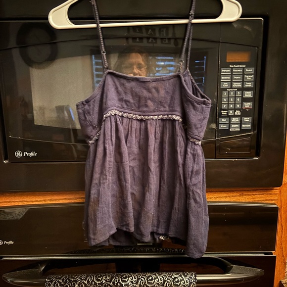 American Eagle Cream Shorts Romper and Dark Blue Spaghetti Strap Top - Picture 3 of 3